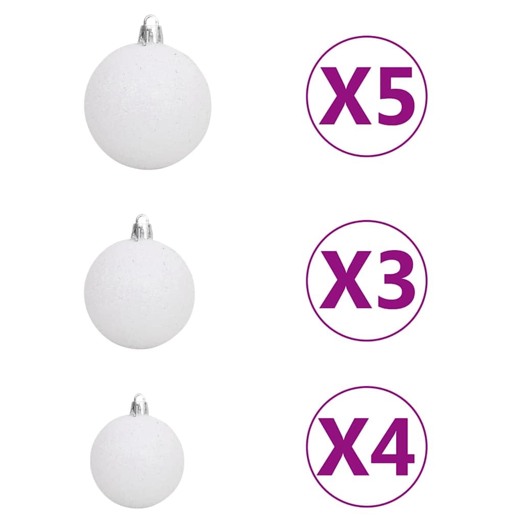 Sztuczna choinka, 65 cm, realistyczna, z 150 diodami LED, 135 gałązkami PE, doniczka i 61 bombek, do użytku wewnątrz i na zewnątrz, świąteczna dekoracja