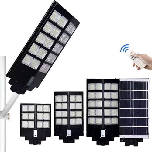 Image of Gigawatts 800 LED 300W Solar Street Light with Remote Control High Power 30Ah Battery Inbuilt 34W Solar Panel IP65 Water Resistant Outdoor Lamp for Wall Pathway Garden and Patio (1Pc, Cool White)