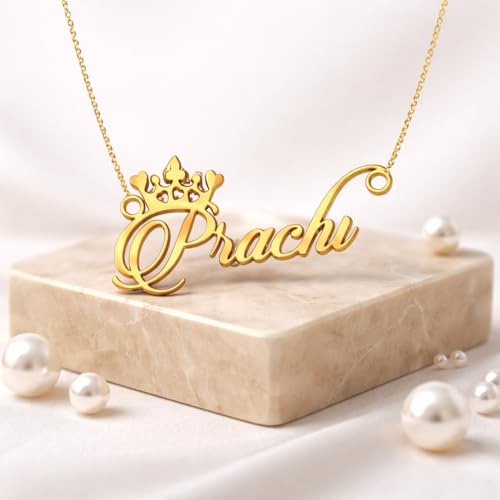 Image of Prachi Cursive Gold & Silver Name Pendant Necklace, Best Jewelry Gift for Girls.