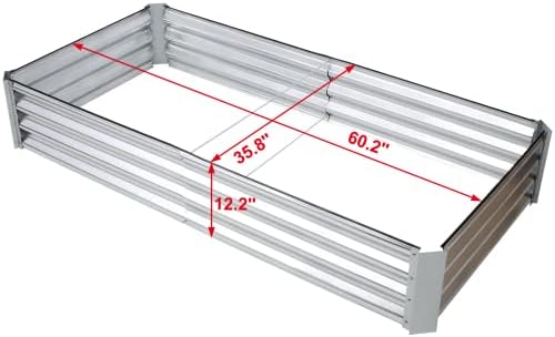 Miniatura 3 de CACHIL Maceta galvanizada, kit de cama de jardín elevada galvanizada, macetas galvanizadas elevadas para exteriores, camas de jardín cuadradas