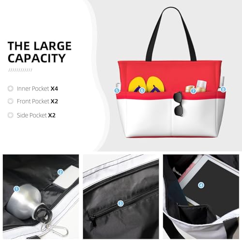 Indonesian Flag Large Capacity Foldable Tote Bag Women Beach Tote Bag Handbag Gym Bag Travel Shopping Bag3