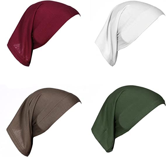 ITODA Sciarpa Hijab Istantanea Morbida - Jersey Tinta Unita 80x55 Cm - Copertura Completa Per Preghiera E Uso Quotidiano - Bianco/Nero