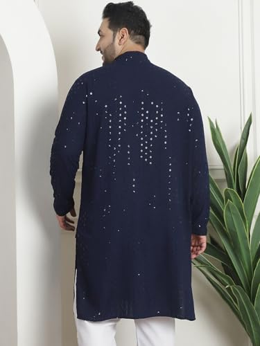Sojanya PLUS (Since 1958) Men's Cotton Sequinned Embroidered Long Kurta4