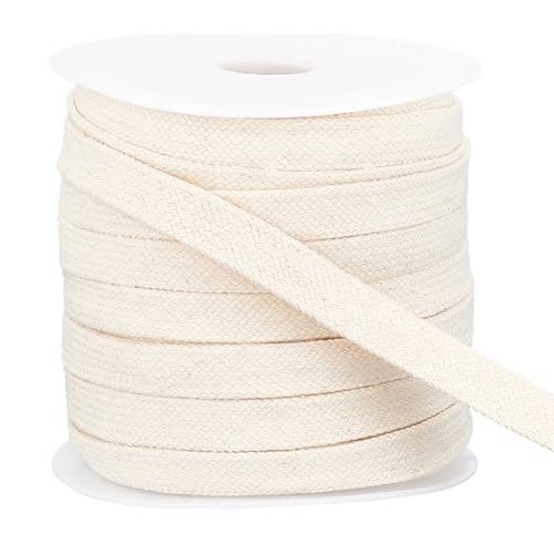 BENECREAT 27 Yards Flat Cotton Drawstring, 12mm Soft Drawstring Replacement, Double Layer Hollow Drawcord for Hoodie Sweatpants Sweatshirt