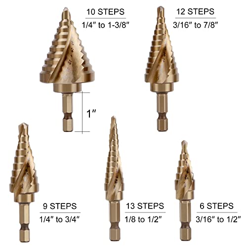 COMOWARE Cobalt Step Drill Bit Set