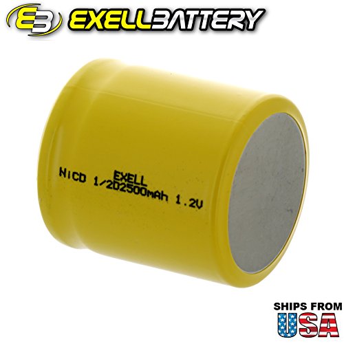 Exell 1/2D Size 1.2V 2500Mah Nicd Button Top Rechargeable Battery For Meters, Radios, Hybrid Automobiles, High Power Static Applications (Telecoms, Ups And Smart Grid), Radio Controlled Devices #TOP2