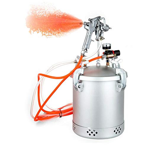 Fetcoi 10L Druckbehälter mit Farbspritzpistole mit 3mm Düse, Air Paint Farbbehälter mit Spritzpistole, Industrielle Farbsprühsysteme, 50-80psi, für Wandfarbe & Industrielacke