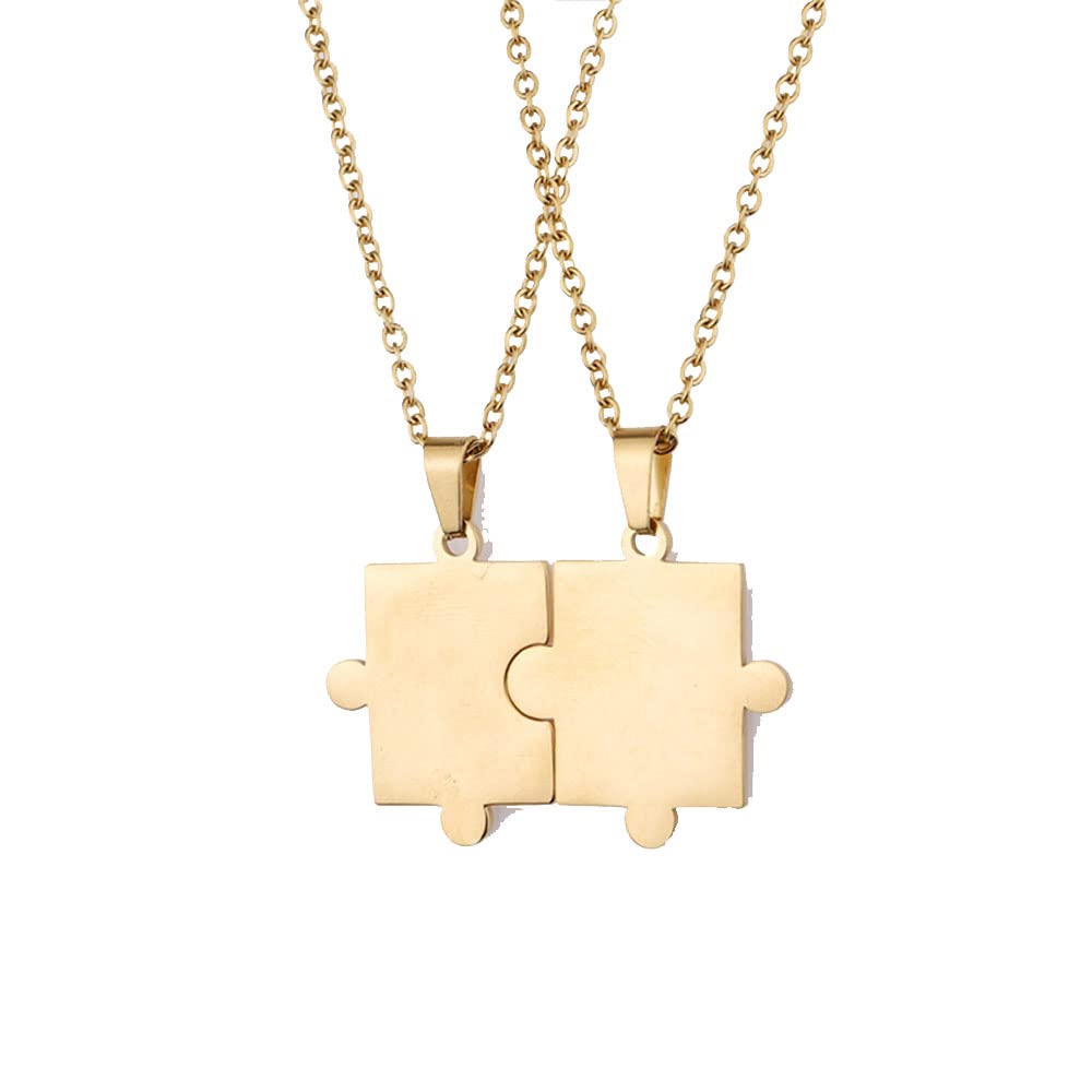 JOYA GIFTJOYA GIFT 2 pieces 18k Gold Stainless Steel Necklace Puzzle set couple necklace Pendant Necklaces Matching for Boyfriend Girlfriend Jewelry Gift