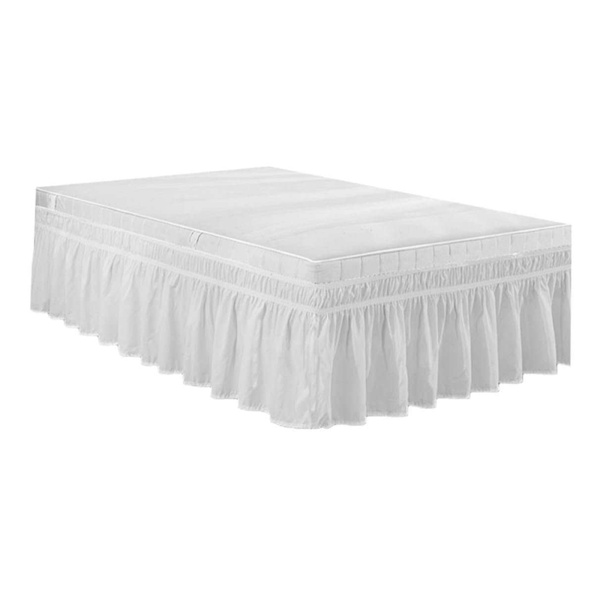 Volant de lit plissé blanc 100x200 idéal pour décoration de chambre d'hôtel et maison
