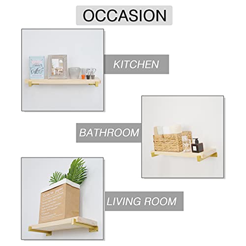 Ovov 6 Pack Heavy Duty Shelf Brackets Industrial Iron Squre Pipe Shelving Brackets With Lip For Kitchen Bathroom Storage (Gold) 12" #TOP5