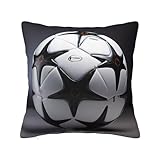WZYWHJ Dekorative Kissenbezüge, 61 x 61 cm, schwarz-weißes Fußballbild. Waschanleitung: Maschinenwäsche unter 60 °C, kein Verblassen und kein Schrumpfen.
