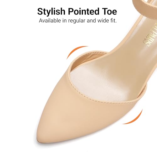 Image of DREAM PAIRS ANNEE Pointed Toe Low Chunky Heels Pump Shoes