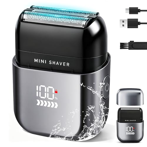 Foil Shavers for Men, Electric Shavers for Men Face, Pocket Shaver USB Mini Shavers for Men, Electric Foil Shavers with Type C Rechargeable and LED Display, IPX7 Waterproof for Travel & Home