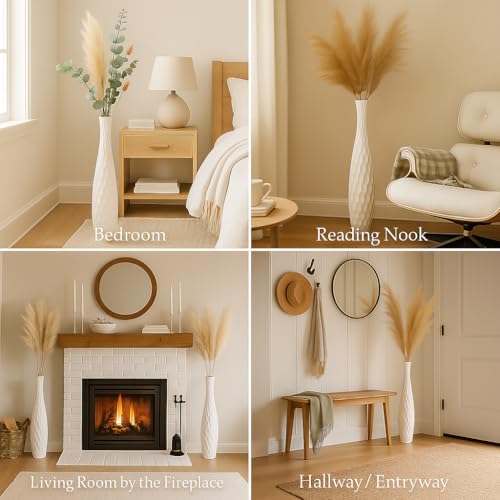 Image of Leewadee Large Floor Vase 26 inches Mango Wood for Pampas Grass, Dried Flowers