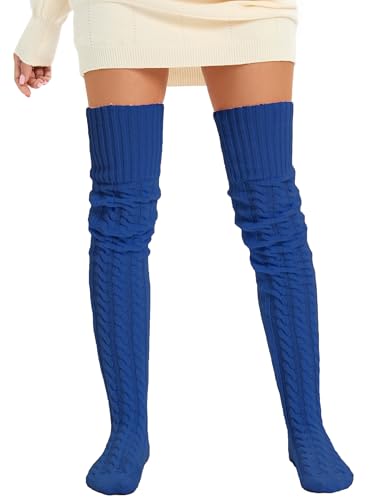 Image of Women's Thigh High Knitted Winter Boot Socks Vintage Extra Long Leg Warmer Over Knee High Stockings