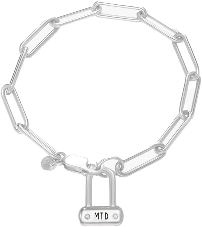 Oak & Luna - Personalized Initial Bike Lock Bracelet with Up To 3 Custom Initials - 0.925 Sterling Silver & 18K Gold Vermeil - Diamond Option - Designer Jewelry for Her, Mom, Girlfriend, Women, Sister