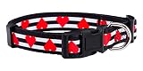 Native Pup Valentine's Day Heart Dog Collar, Cute Pink Red Puppy Gift (Large, Striped Hearts)