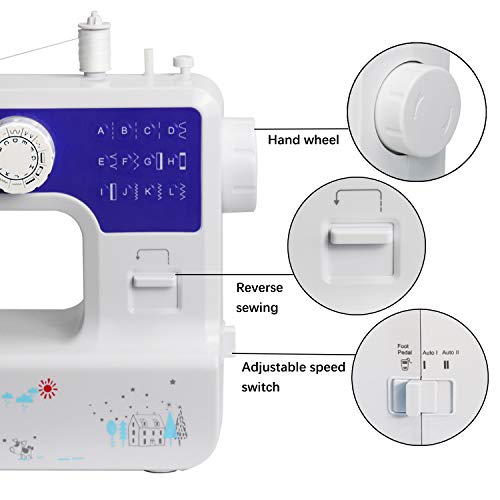 Luby Sewing Machine With 12 Built-In Stitches & Free Arm, Portable, Lightweight, Suitable For Small Projects, Blue #TOP5