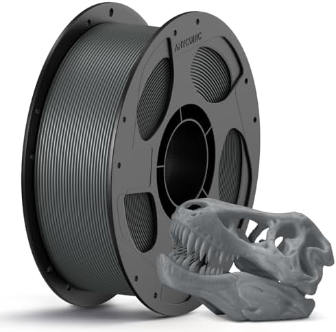 ANYCUBIC PLA 3D Printer Filament, 3D Printing PLA Filament 1.75mm Dimensional Accuracy +/- 0.02mm, 1KG Spool (2.2 lbs), Texture Grey