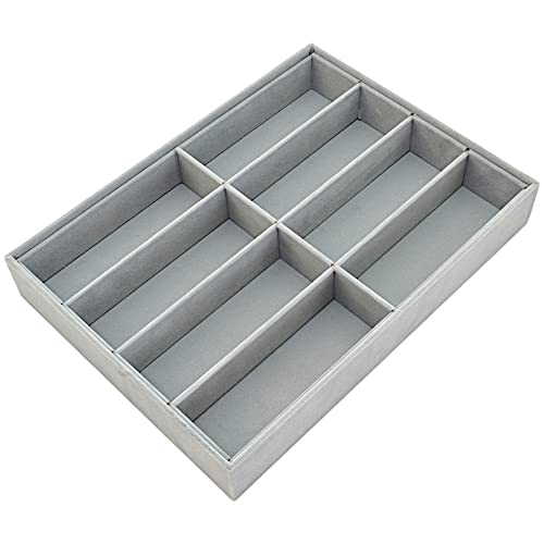 Bandeja Organizadora Grande para 8 óculos em veludo cor Cinza