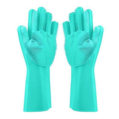 Cartshopper Silicone Glove Resuable Household Scrubber Scald Dishwashing Gloves 2pcs/Pair Magic Washing Brush Kitchen Bed Bathroom Cleaning Tools