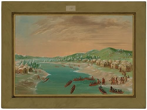 Poster sur toile George Catlin 50x70 cm décoration murale Arrivée au village