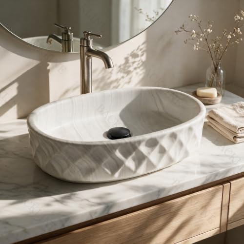 Image of Backline 20x13x5.5 Inches Table Top Wash basin Matt White | Basin for Bathroom | Countertop Bathroom Basin For Restaurant /Dining Hall /Living Room (White Matt)