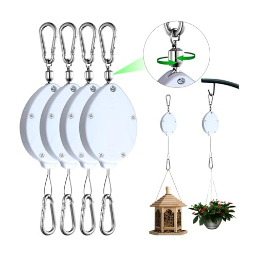4 Pack Heavy Duty Plant Pulley, Retractable Plant Hanger with Steel Rope