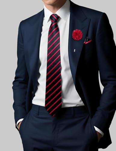 Image of DiBanGu Mens Zipper Tie Silk Pre-Tied Necktie with Gift Box