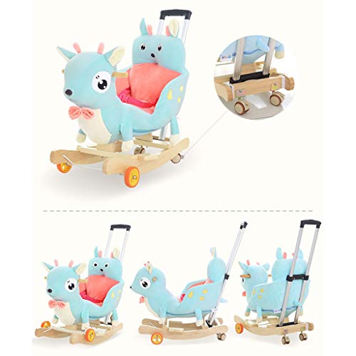 Schaukelpferd Große Massivholz Früherziehung Spielzeug Baby Schaukelstuhl Musik Trojaner Kind Schaukelspielzeug HUYP – Bild 5