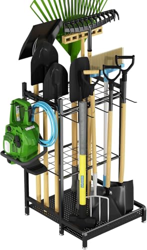 Support de rangement d'outils de jardin en métal peu encombrant pour garage
