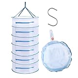 Tarli 6 Layer Herb Drying Rack Comes with Fabric Cover - 8 inch Bigger Shelves and Premium Breathable Mesh for Efficient Drying of Herbs, Flowers, Seeds, Fish, etc - Designed in USA