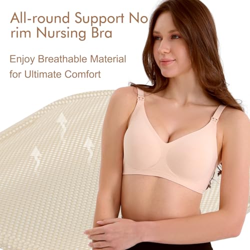 Double Couple Comfort Nursing Bras for Breastfeeding Sleeping Maternity Bra Seamless V Neck Wireless Bra with Extenders3