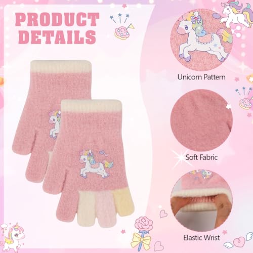 3 Pairs Kids Magic Gloves, Toddler Gloves Warm Knit Glove Children's Colorful Glove Soft Thermal Mittens Stretch Winter Mittens Boys Girls Full Finger Mitten for 1-5 Years3