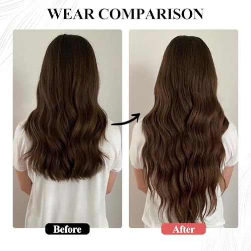 Medium Brown Clip in Hair Extensions Real Hair Extensions Clip in Human Hair for Women Invisible Straight Seamless Clip ins Extensions Human Hair 8pcs Double Weft 70g (#4, 20 Inch)