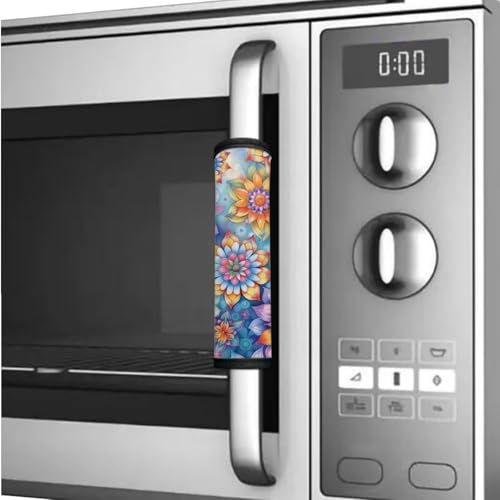 Image of 6 Pcs Refrigerator Door Handle Covers Washable Electric Appliance Decor Handles Anti-Skid Kitchen Accessories Indoor Home Decorations Keep Off Stains Dust Fingerprint, Boho Flowers