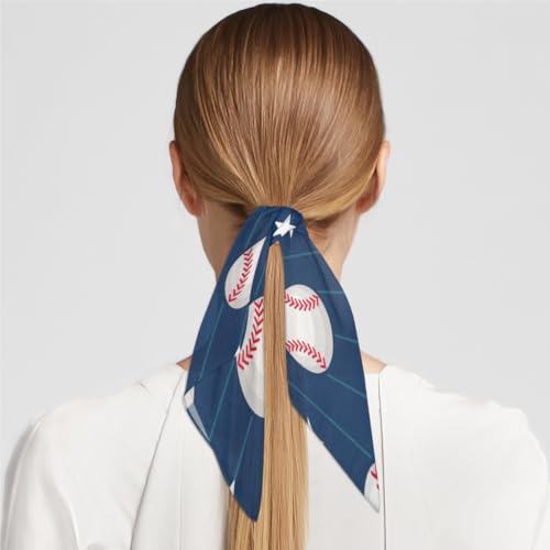 Tavisto Baseball Stripe Square Scarf for Women Lightweight Hair Scarf Headbands Neck Scarf Spring Summer Hair Wrap Square Silk Navy Blue Head Scarves for Women 23.6 x 23.6 Inch4