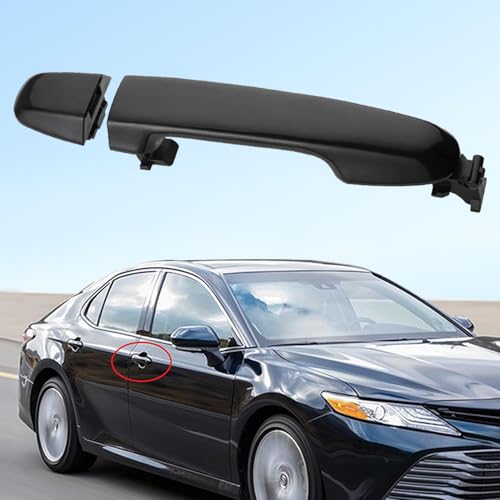 Image of Exterior Door Handle Front Right Passenger Side Compatible with Toyota Camry 2012 2013 2014 2015 2016 2017, Smooth Black