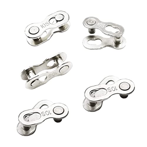 ZHIQIU 5 Pairs Bike Chain Quick Missing Link for 1/6/7/8/9/10/11/12 Speed Chain Reusable Steel Bike Chain Link SilverRainbow&Gold (10 Speed Silver 5)