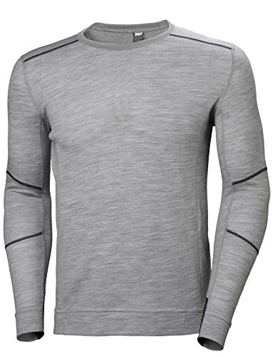 Helly-Hansen 75106 Men's LIFA Merino Crewneck Shirt, Grey Melange - Large