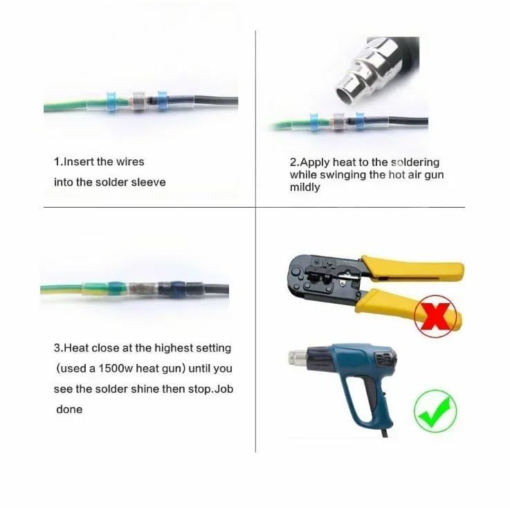 50~500pcs Solder Seal Wire Connectors Waterproof 3:1 Heat Shrink Insulated Wire Terminals Electrical Butt Splice(9,500pcs)