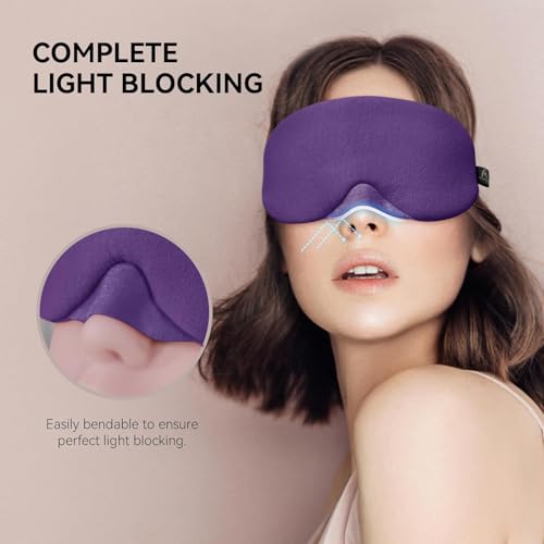 Image of Mavogel Cotton Sleep Eye Mask, Breathable Light Blocking Sleep Mask | Soft Comfortable Night Eye Mask for Men Women, Eye Cover for Travel /Sleeping /Shift Work, Includes Travel Pouch (Purple)