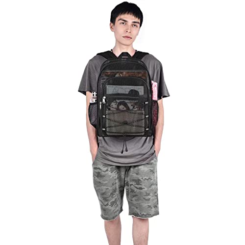 Heavy Duty Mesh Backpacks For Adults, Mesh School Bags For Boys And Girls, See Through School Bags With Adjustable Straps, Mesh Bags For Swimming, Fitness, Sports, Carry Portable Oxygen Concentrators #TOP5
