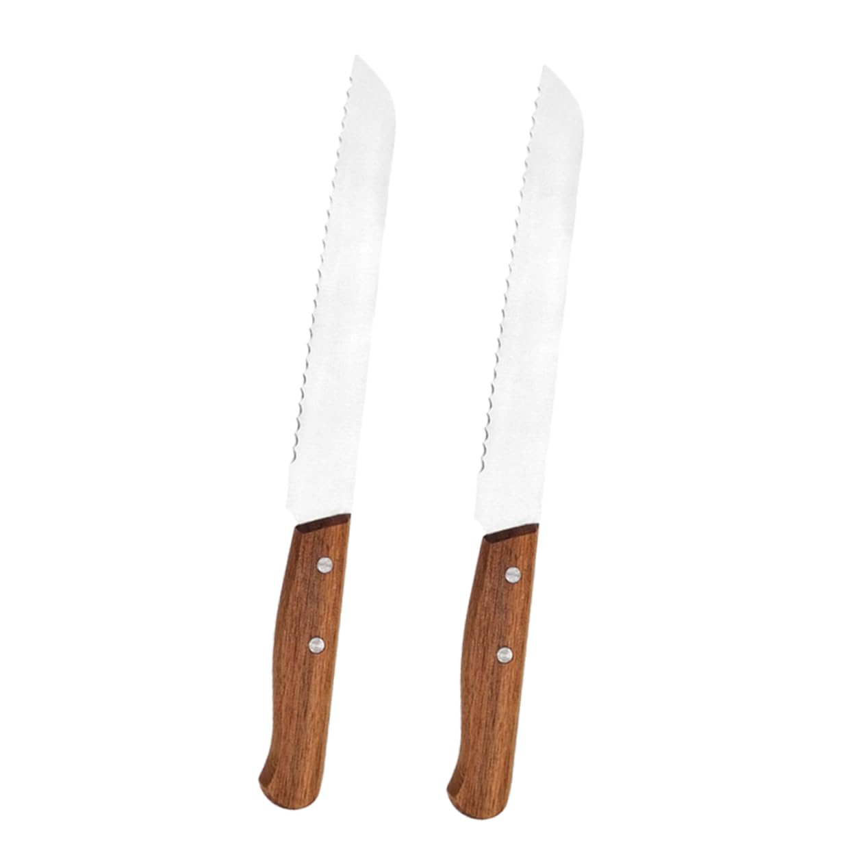 NAMOARLY Wooden Knife Set 2-piece Bread Knife Serrated Edge Walnut Wood Handle Perfect for Sourdough Homemade Bread