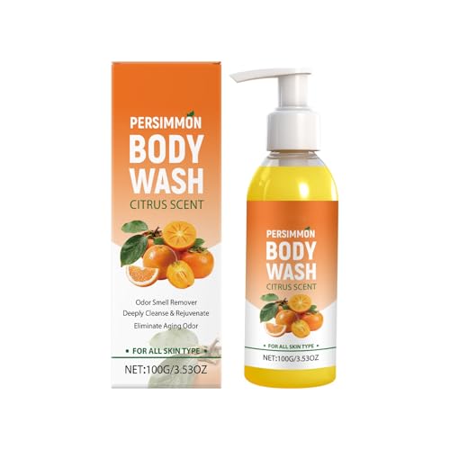 Natürliches Persimmon Body Wash, Persimmon Duschgel für Altersgeruch & Schweißfüße, Unterarm & Intimbereich Reiniger mit Kaki & Aloe-Extrakt, Tiefenreinigung, Sanft für Empfindliche Haut (Y-1PC)