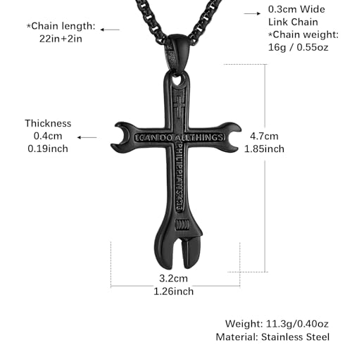 Collier croix homme cadeau idéal verset de la Bible HZMAN - 6