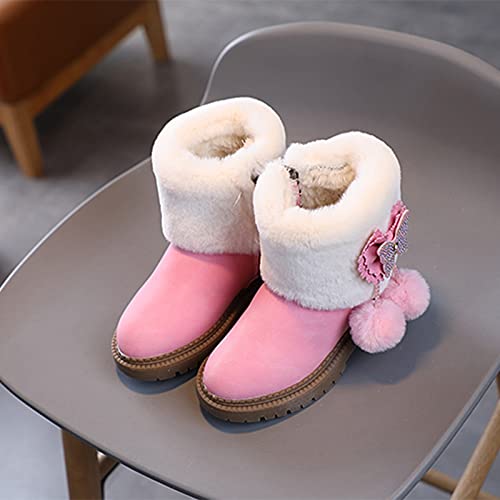 Fashion Autumn And Winter Girls Snow Boots Thick Bottom Non Slip Warm Solid Color Rhinestone Bow Size 4 Baby Rain2