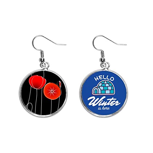 Pendientes de amapola roja abstracta para ocasiones especiales