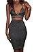 Sunfury Women Solid Giltter Halter Sleeveless Cocktail Party Bodycon Midi Dress Black M