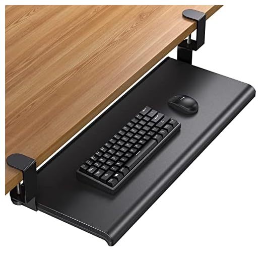 HUANUO Keyboard Tray Under Desk with C Clamp-Large Size, Steady Slide Keyboard Stand, No Screw into Desk, Perfect for Home or Office
